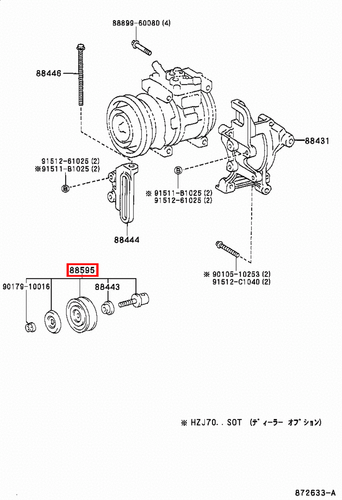 Genuine Toyota LandCruiser HZJ75 HZJ74 HZJ73 1HZ 4.2 Diesel A/C AC Idler Pulley - Picture 9 of 10