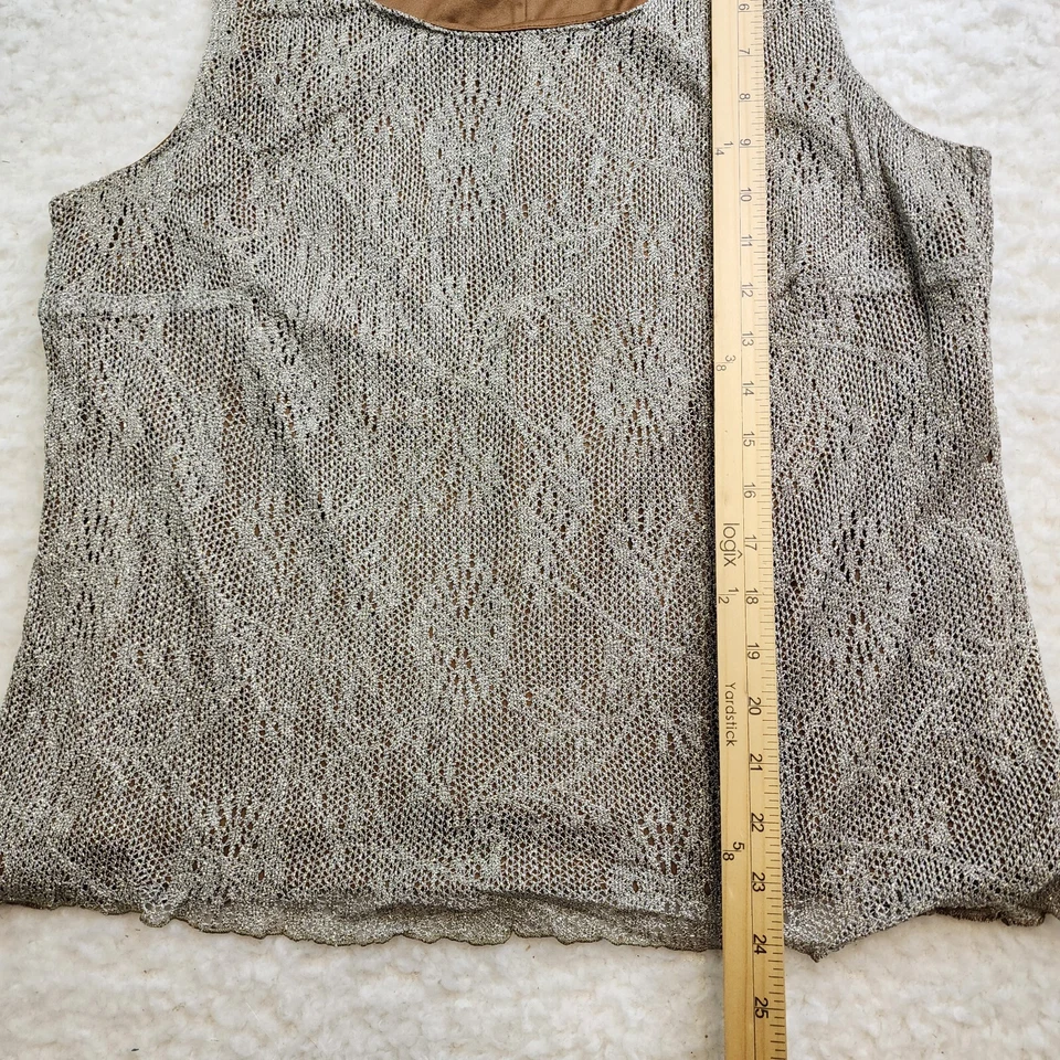 Camiseta sin mangas Spencer Alexis 1XL bronce encaje crochet superposición floral dorado brillante Foto 2 de 4