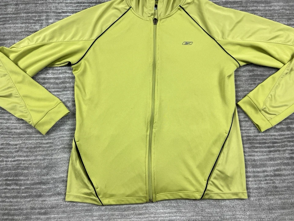 Reebok Hoodie Womens Large Green Activewear Longsleeve Full Zip Hooded Play Dry - Image 3 of 4