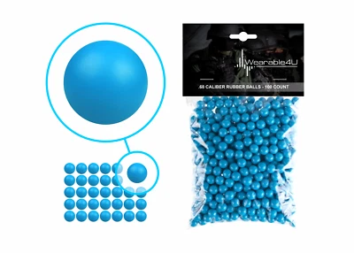 Wearable4U .68 Cal Reusable Blue Rubber Balls for Paintball Gun 100 pack