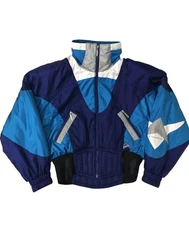Vintage 80s TYROLIA womens Full Zip ski jacket size 10 Blue White Purple EUC