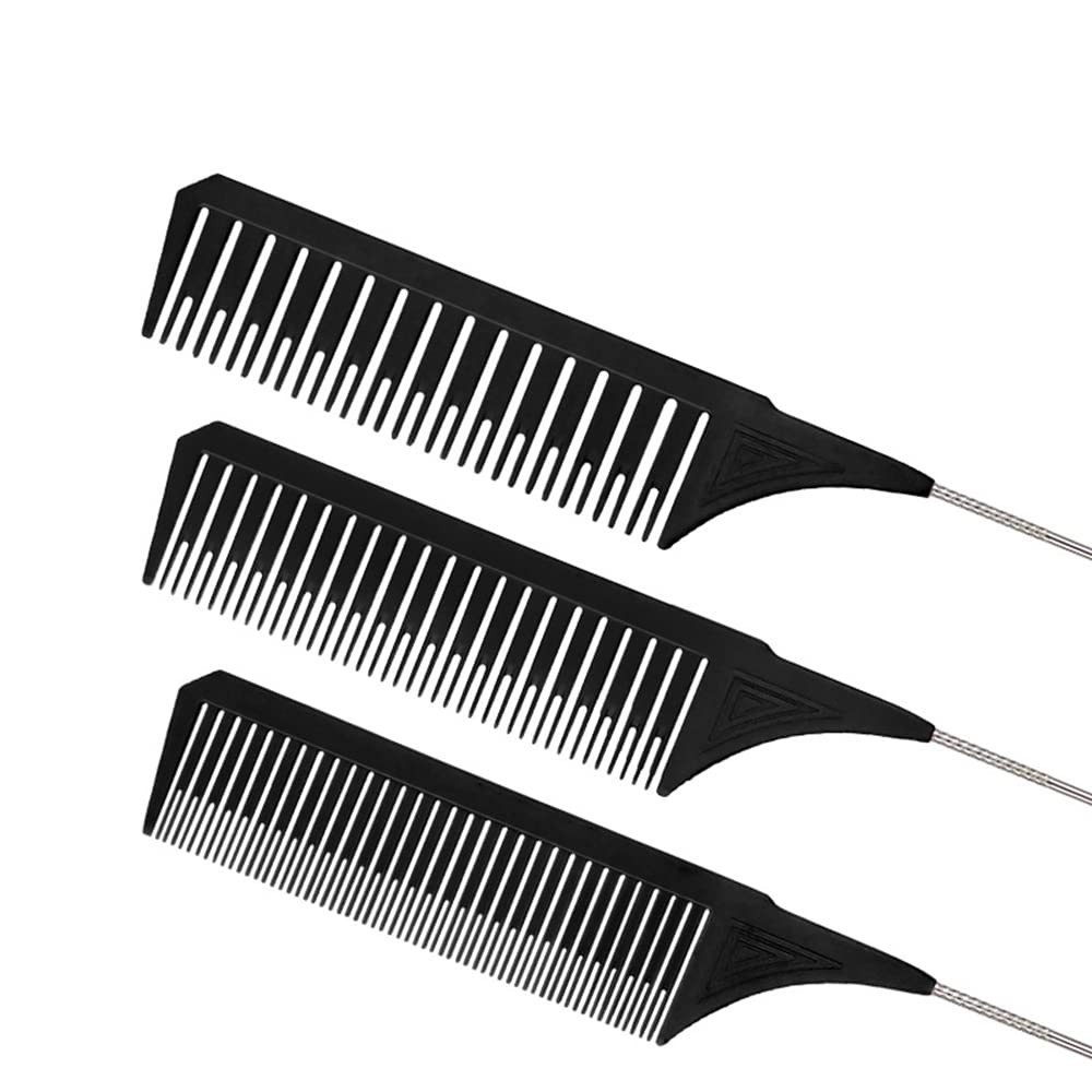 3Pcs Highlighting Combs Set Different Sizes Weaving Hair Combs Professional Rat