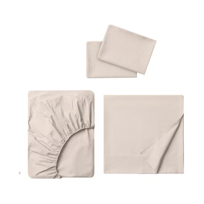 Ikea DVALA Full/Double Flat & Fitted Sheet + 2 Pillowcases Beige New 