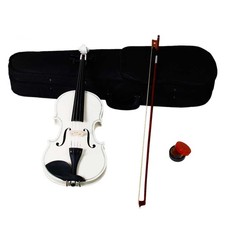 4/4 Acoustic Violin Set, White, Basswood, with Case, Bow, Rosin