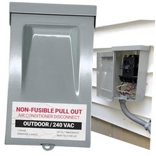 60 Amp Non Fused Disconnect - AC Disconnect Outdoor Box - Metal Cased Safety
