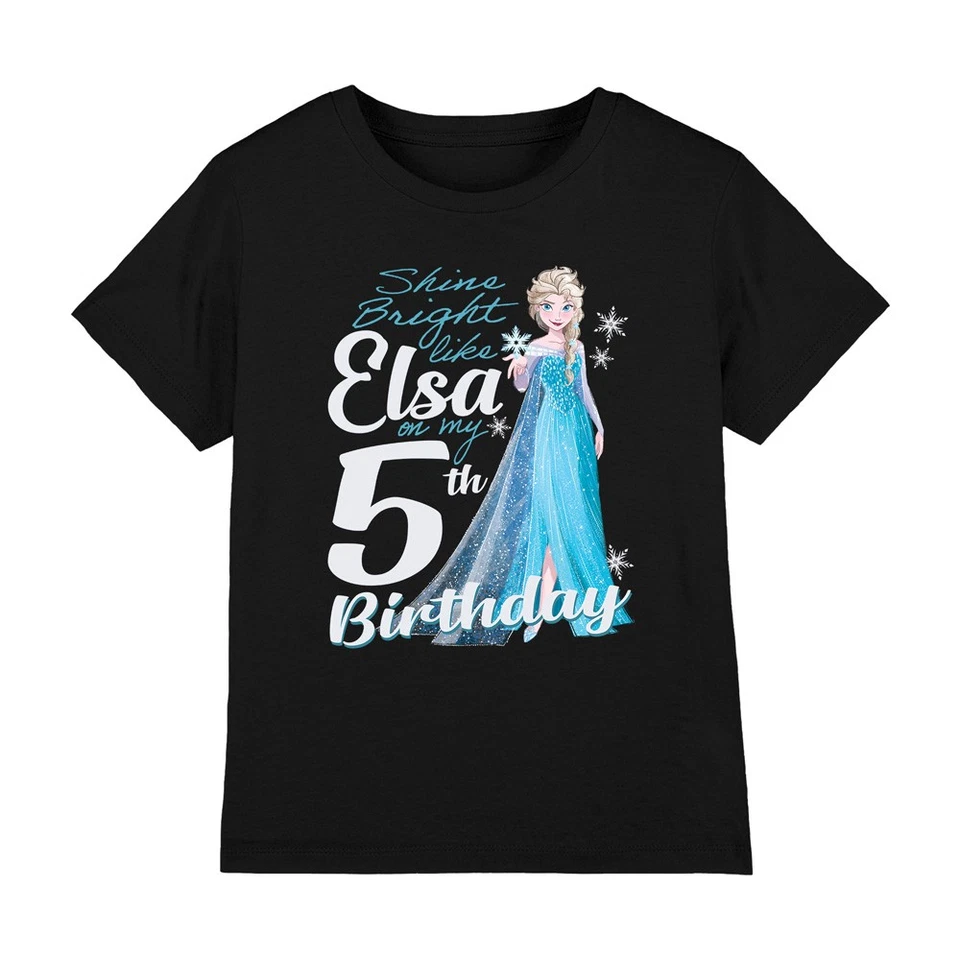 FROZEN Bright Like Elsa 5. Geburtstag - Kinder T-Shirt 3-13 Jahre - schwarz