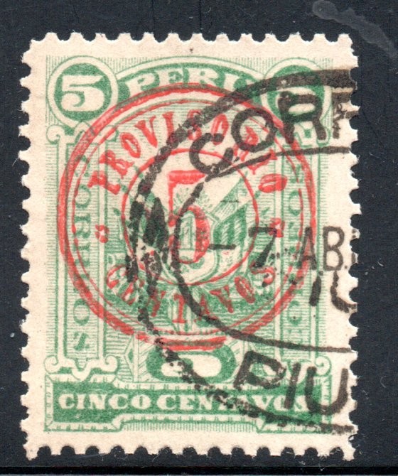 PERU, STAMP SELLO OVPT. PROVISORIO 5c PIURA POSTAMARK   #S451