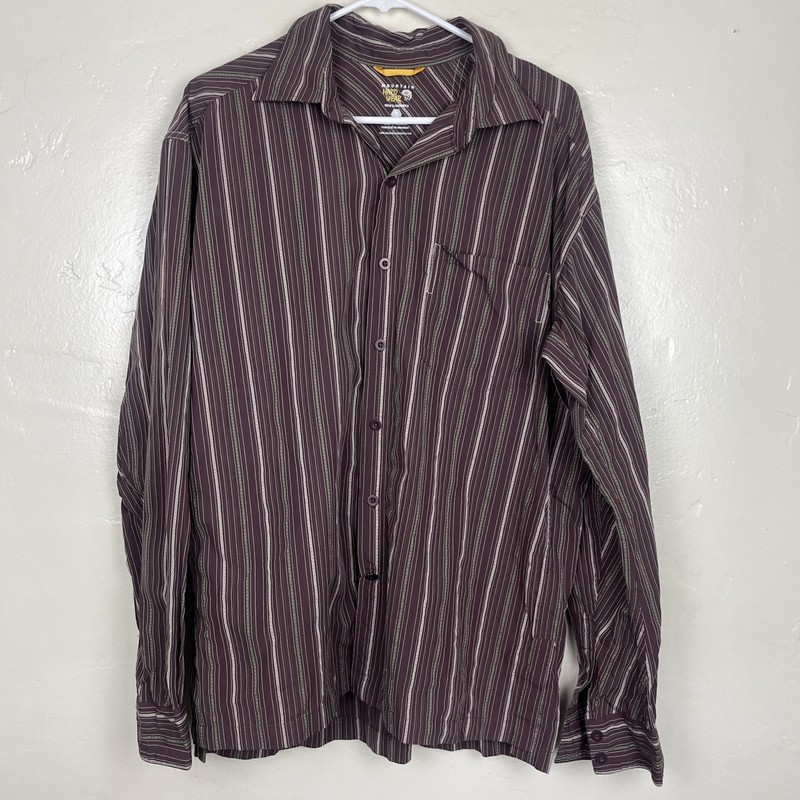 Mountain Hardwear Shirt Mens XL Brown Plaid Textured Outdoor Hike Gorpcore