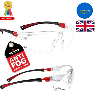 Klare Antibeschlag UV-Schutz Schutzbrille - Verstellbares Schwarz & Rot Design