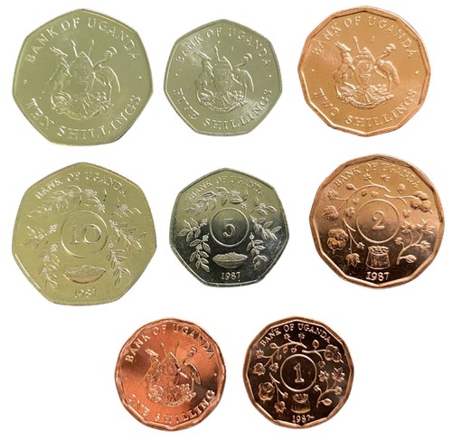 Uganda 4 Coins Set 1, 2,5, 10 Shillings UNC World Coins