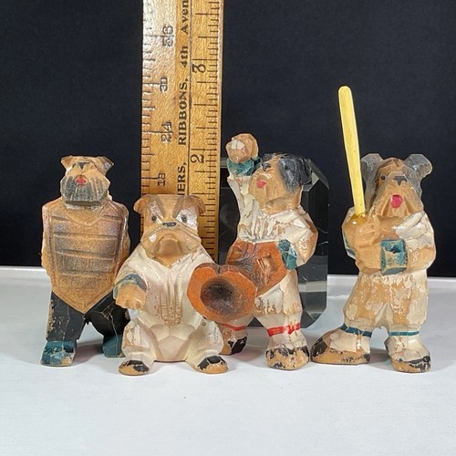 Vintage ANRI? Hand Carved Wooden Dog Baseball Team Figurines 15pc Set Sports - Afbeelding 4 van 17