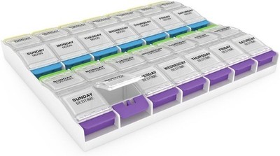 Ezy Dose Weekly (7-Day) Pill Organizer, Vitamin and Medicine Box, 2X-Large Push