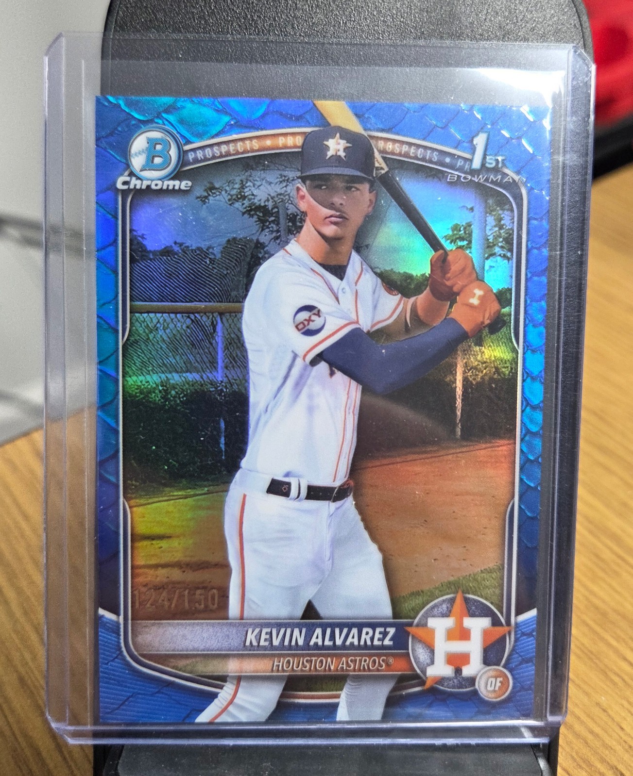 Kevin Alvarez 2025 Bowman Chrome 1st Blue Reptilian Refractor /150 Astros