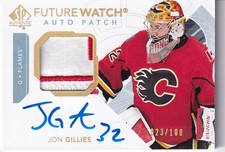 2017-18 UD SPA FW Patch Auto #123 JON GILLIES 023/100 Calgary Flames