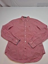 Burberry Brit Shirt Mens M Red Check Long Sleeve Button Down Cotton Gingham