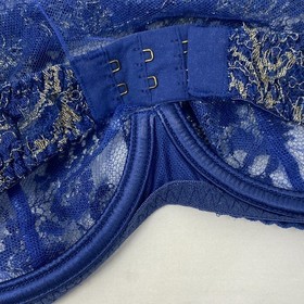 Agent Provocateur Kiera Blue Gold Soiree Bra 34C *NO SIZE TAG*