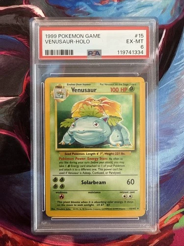 1999 POKEMON VENUSAUR HOLO 15/102 BASE SET UNLIMITED PSA 6