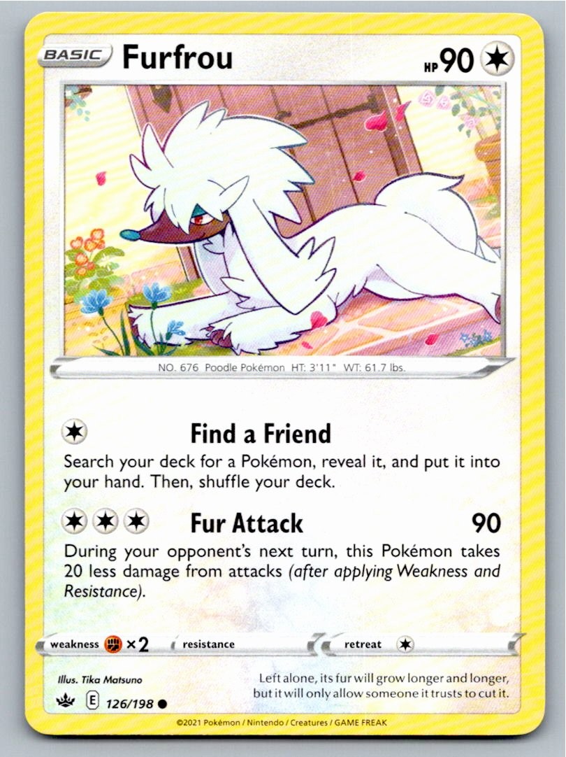2021 POKEMON FURFROU CHILLING REIGN 126/198 C NM A57247 FREE S&H