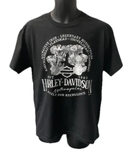 Harley Davidson Men's Engine History Short Sleeve T-Shirt Black 3002780-BLCK