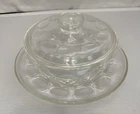 PYREX Sculptured Ovenware Casserole Lidded and Tray Clear Glass Vintage