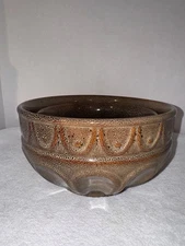 Lot of 2 Celebrating Home Milano Stoneware Nesting Serving Bowls Beige Brown VTG