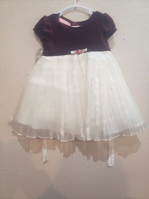 Amanda Rose NWT Burgandy Dress with Pleated Ivory Skirt Size 18 Months