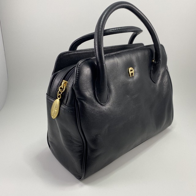 ETIENNE AIGNER Genuine Leather Classic Black Purse Handbag eBay