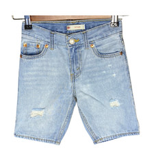 Levis 511 slim boys sz 5 reg jean shorts distressted adjustable waist light wash