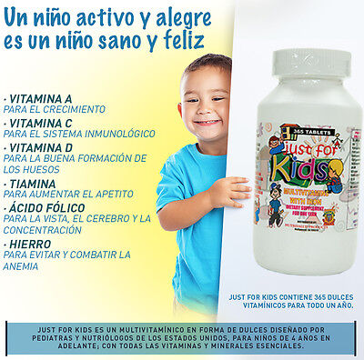 Vitaminas para niños Just for Kids. para todo un año.Vitaminas en forma de  dulce