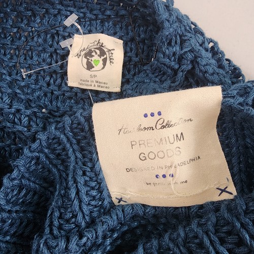 We The Free People Heirloom Collection sweater womens sz S OB1964087 blue linen - Picture 8 of 13