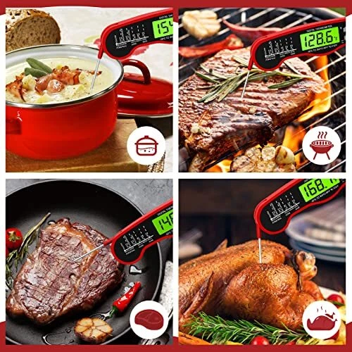 Meat Thermometer Digital - Fast Instant Read Food Thermometer for Cooking, Red
