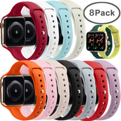 Für Apple Watch Zubehör Serie 7654321 Band iWatch Soft Silikon 45 mm 8er-PACK