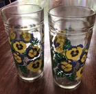 Set Of 2 Vintage Anchor Hocking Tall Floral Drinking Glass  Swanky Swig Tea 7”