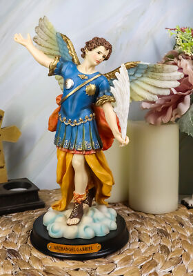 Ebros Archangel Saint Gabriel Statue 11.75''Tall Messenger With Brass Name Plate