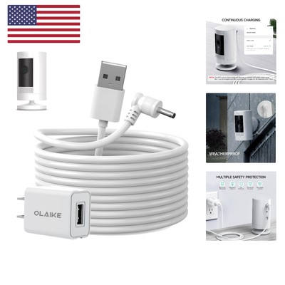 5m/16ft Charge Cable with DC Power Adapter Compatible with Ring Stick Up Cam ...