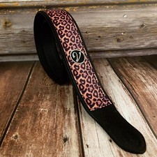 Handmade Black Padded Vegan Leopard Guitar Strap by VTAR for Electric & Acoustic