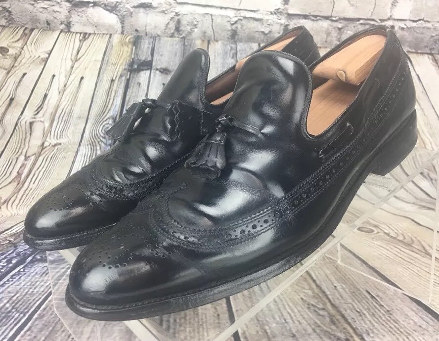 Allen Edmonds Black Berwick Leather Wingtip Tassel Loafer 