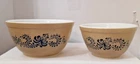 Lot of 2 Vintage Pyrex Homestead Blue Flowers Mixing Bowls 401 & 402