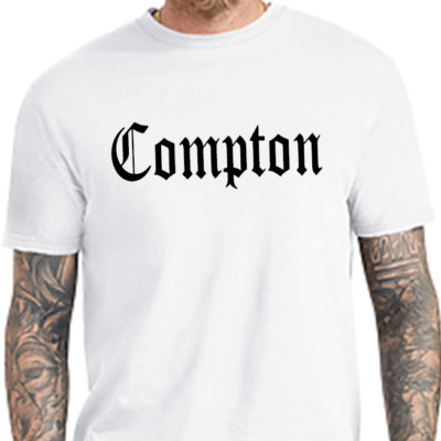 Compton T-Shirt Old English OG CPT Straight Outta Cpt White LA NWA Cali Gangsta 