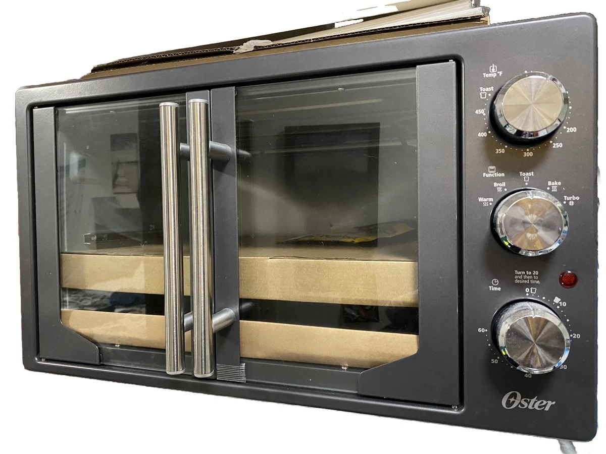 Oster metallic & charcoal top french door oven with convection