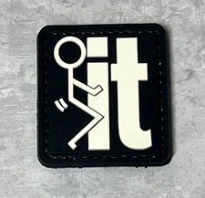 F**k It Tactical Morale PVC Rubber Patch, F IT Funny PVC Patch Hook Backed