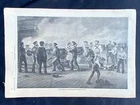 1861 VTG Civil War Engraving Print ~ Battle Stations & Cannons  Union Man of War
