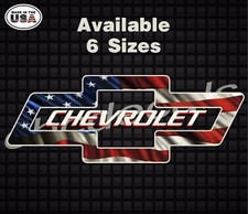 Cbcdecals- Bowtie American Flag Chevy Truck Window Stickers Windshield Decal