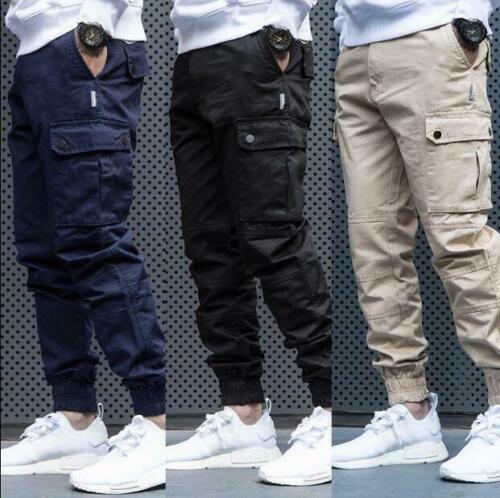 Mens Skinny Pants Cargo Jogger Overalls Harem Trouser Tapered Casual Cotton 0617