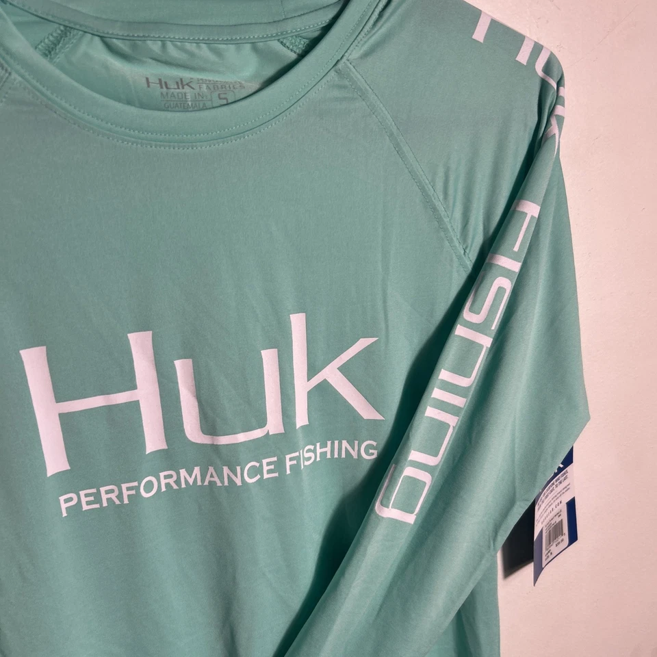 Camisa de rendimiento de pesca de manga larga verde HUK Icon para mujer pequeña Foto 3 de 4