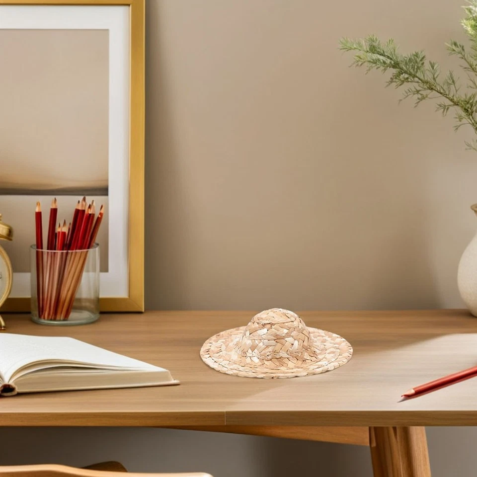  6 cappelli di paglia in miniatura: mini cappellini intrecciati a mano, cappelli - Immagine 3 di 4