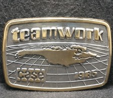 XD21130 NOS VINTAGE 1985  CASE TEAMWORK  TRACTOR COMPANY MENS BELT BUCKLE