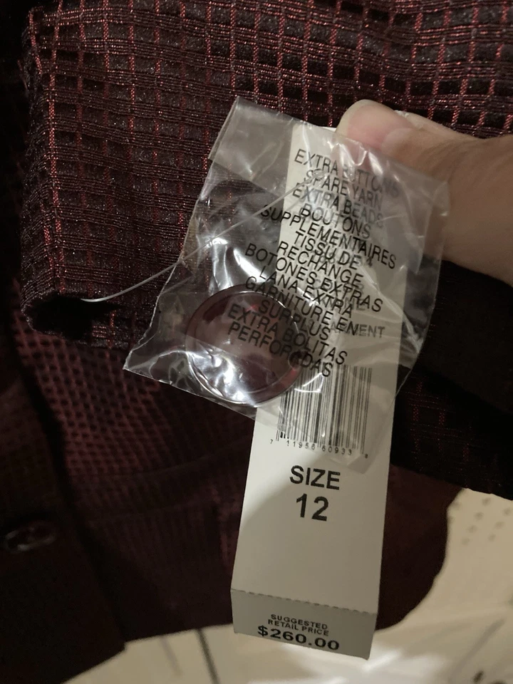 John Meyer Collection Women's Formal Skirt Suit Burgundy Black Size 12 NWT $260 - Image 3 of 4