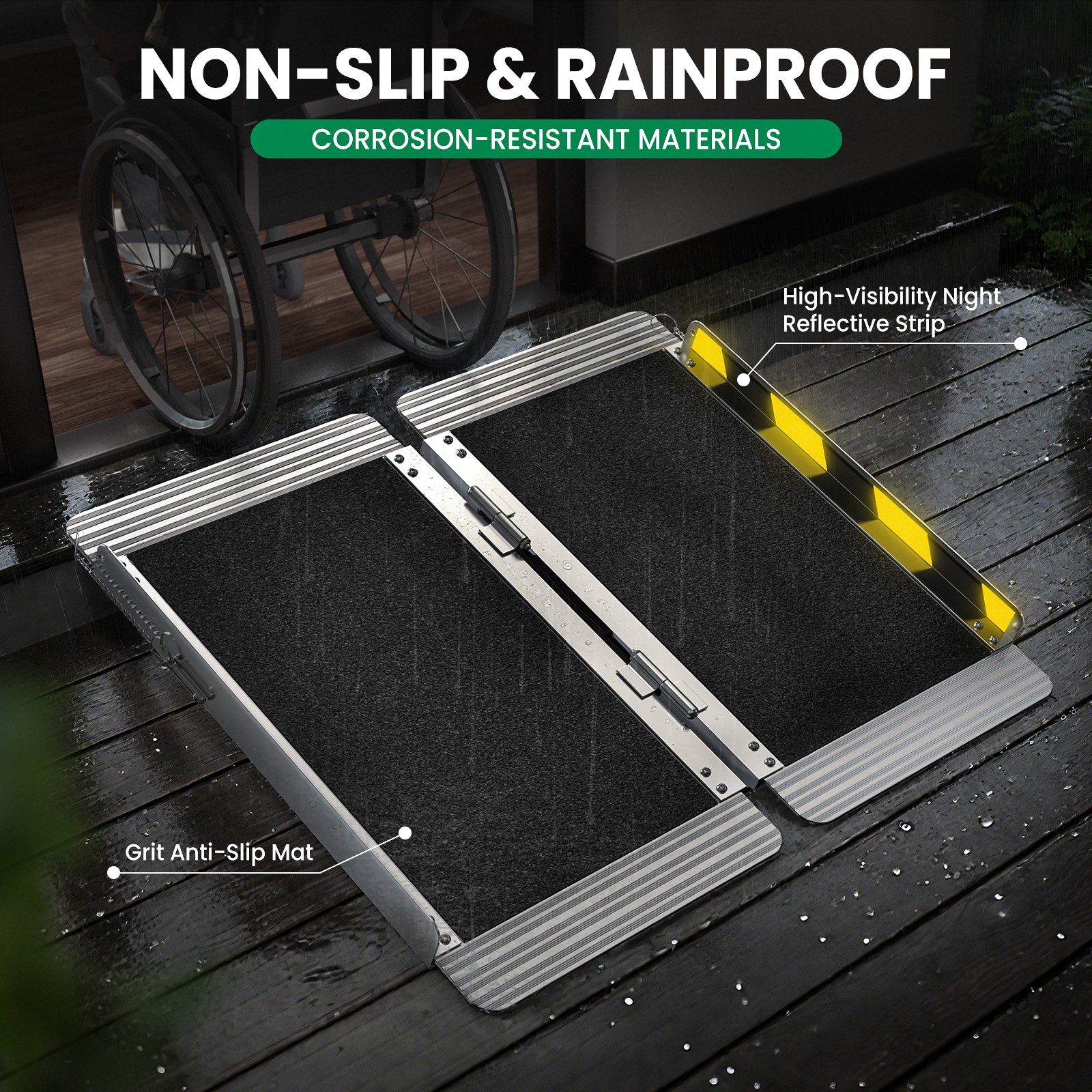 2/4/6 FT Folding Aluminum Wheelchair Ramp Mobility Ramp 600lbs Non-Slip Portable