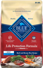 Blue Buffalo Life Protection Formula Adult Dry Dog Food- Beef Brown Rice-30-lb